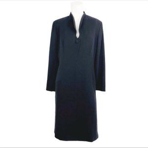 Louis Feraud Black Vintage Long Sleeve Wool Dress